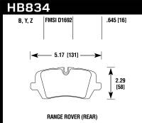 Hawk Performance - Hawk Performance kHB834Y.645 Hawk 13-16 Land Rover Range Rover / 14-16 Land Rover Range Rover Sport LTS Street Rear Brake Pad - Image 2