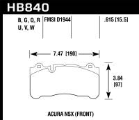 Hawk Performance - Hawk Performance kHB840G.615 Hawk 2017 Acura NSX DTC-60 Street Front Brake Pads - Image 2