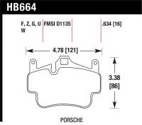 Hawk Performance - Hawk Performance kHB664Z.634 Hawk 05-08 Porsche 911 Carrera Front & Rear / 07-08 Cayman Front Perf Ceramic Street Brake Pads - Image 3