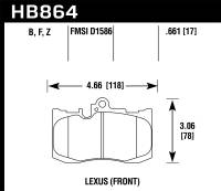 Hawk Performance - Hawk Performance kHB864F.661 Hawk 13-17 Lexus GS350/GS350 F Sport / 12-17 Lexus IS350 HPS Street Front Brake Pads - Image 3