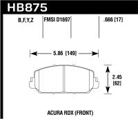 Hawk Performance - Hawk Performance kHB875B.666 Hawk 14-17 Acura RDX/RLX HPS 5.0 Front Brake Pads ( does not fit civic Type R) - Image 2
