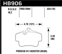 Hawk Performance - Hawk Performance kHB906B.634 Hawk 02-10 Porsche 911 HPS 5.0 Rear Brake Pads - Image 1