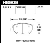 Hawk Performance - Hawk Performance kHB909Y.660 Hawk 16-18 Chevrolet Camaro LTS Street Front Brake Pads - Image 2