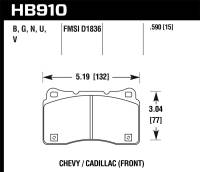 Hawk Performance - Hawk Performance kHB910B.590 Hawk 15-16 Cadillac XTS / Chevrolet Corvette HPS 5.0 Front Brake Pads - Image 2