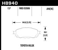 Hawk Performance - Hawk Performance kHB940P.616 Hawk 16-17 Toyota Hilux Street Super Duty Front Brake Pads - Image 1