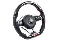 APR - HJQF MS100201 APR Steering Wheel - Carbon Fiber & Perforated Leather; MK7 GTI/GLI Red (For use with Paddles) - Fits 2015-2026 Volkswagen Jetta, GTI, Golf R - Image 1