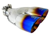 aFe - aFe 49T25484-L121 aFe Takeda 2.5in 304 Stainless Steel Clamp-on Exhaust Tip Passenger Side 2.5in Inlet 4inDual - Blue - Image 1