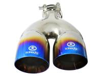 aFe - aFe 49T25484-L121 aFe Takeda 2.5in 304 Stainless Steel Clamp-on Exhaust Tip Passenger Side 2.5in Inlet 4inDual - Blue - Image 3
