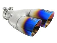 aFe - aFe 49T25484-L122 aFe Takeda 2.5in 304 Stainless Steel Clamp-on Exhaust Tip Driver Side 2.5in Inlet 4inDual-Blue Flame - Image 1